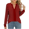 thumbnail image 1 of cocolona Long Sleeve Shirts for Women Dressy Casual Blouses Loose V Neck T-shirts Fashion Polka Print Pullover Tunic Tops, 1 of 6