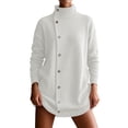thumbnail image 1 of cocolona Long Sweaters for Women Casual Mock Neck Side Button Fall Winter Knit Tops Long Sleeve Tunic Fashion Outfits, 1 of 7