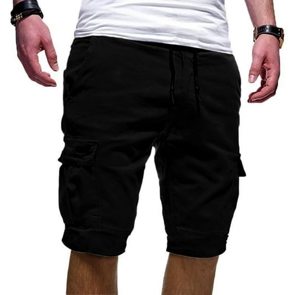 cocolona Men's Summer Cargo Shorts Multi-Pocket Solid Casual Loose Beach Shorts on Clearance