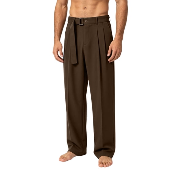 cocolona Mens Business Casual Dress Pants Elastic Waist Straight Wide Leg Commute Work Pants with Pockets