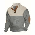 thumbnail image 1 of cocolona Mens Button Stand Collar Sweatshirts Fall Winter Long Sleeve Shirts Fashion Casual Color Block Pullover Tops, 1 of 2