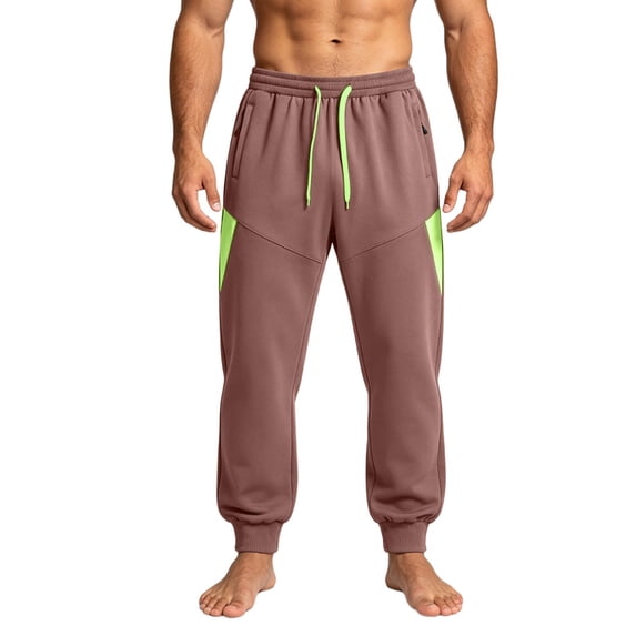 cocolona Mens Casual Color Block Joggers Elastic Waist Drawstring Straight Athletic Pants with Pockets
