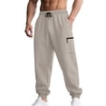 thumbnail image 1 of cocolona Mens Casual Loose Cargo Pants Elastic Waist Drawstring Straight Gym Workout Running Joggers with Pockets, 1 of 5