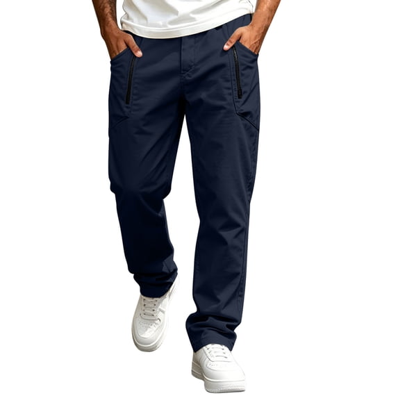 cocolona Mens Casual Stretch Cargo Pants Elastic Waist Straight Wide Leg Work Pants with Pockets