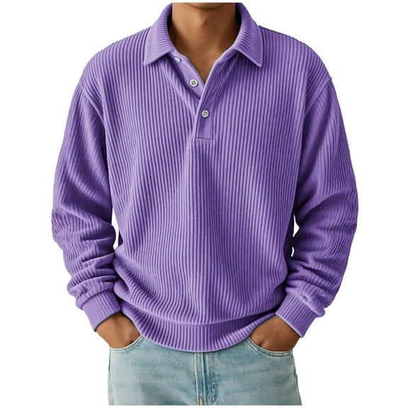 cocolona Mens Corduroy Pullover Sweatshirts Fall Winter Long Sleeve Half Button Lapel Shirts Fashion Casual Loose Tops