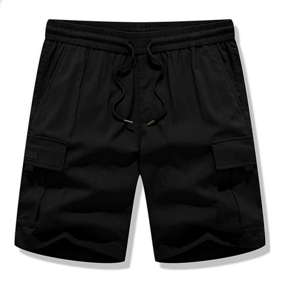 cocolona Mens Cotton Cargo Shorts Elastic Waist Drawstring Multi-Pocket Work Shorts Summer Casual Beach Shorts Cargo Shorts for Men