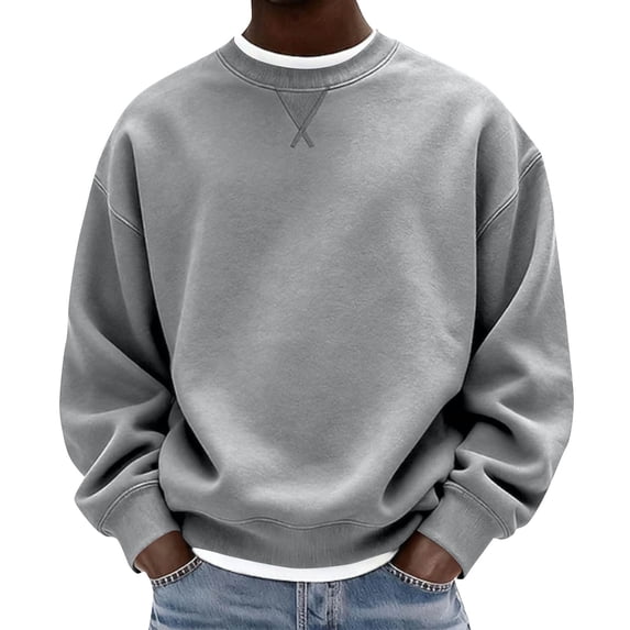cocolona Mens Crewneck Sweatshirt Fall Winter Casual Long Sleeve Shirts Fashion Solid Color Pullover Tops