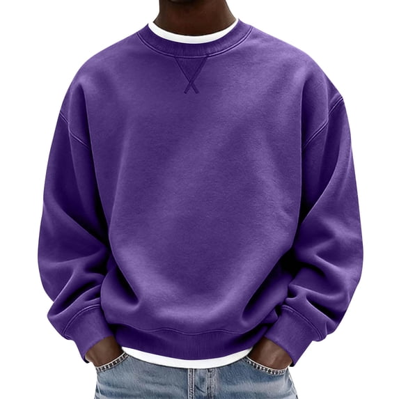cocolona Mens Crewneck Sweatshirt Fall Winter Casual Long Sleeve Shirts Fashion Solid Color Pullover Tops