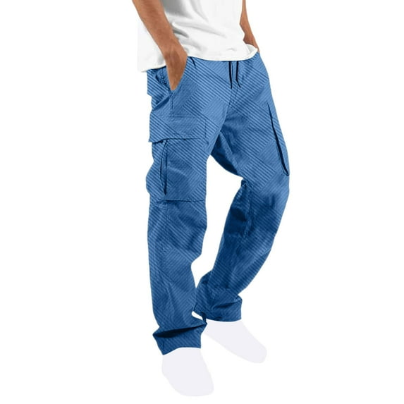 cocolona Mens Drawstring Cargo Pants Fashion Casual Multi-pocket Work Pants Outdoor Hiking Pants Loose Solid Color Trousers