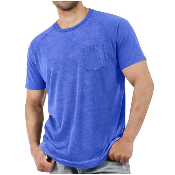 cocolona Mens Fashion Solid Color T-Shirts Summer Short Sleeve Crew Neck Tops Casual Blouses Basic Tees with Pocket