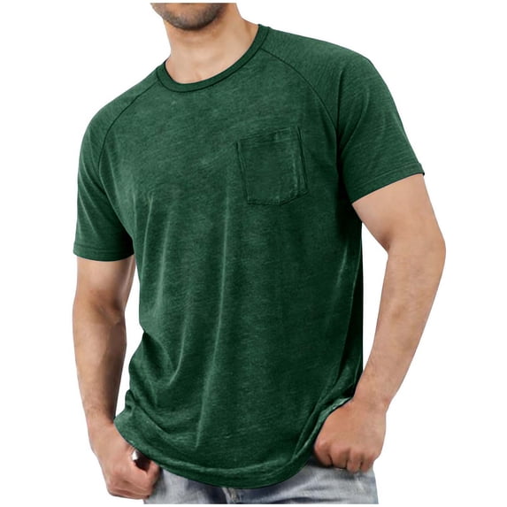 cocolona Mens Fashion Solid Color T-Shirts Summer Short Sleeve Crew Neck Tops Casual Blouses Basic Tees with Pocket