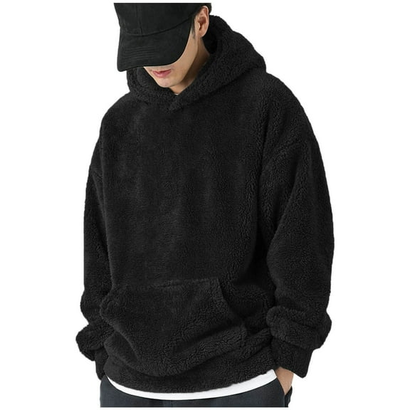 cocolona Mens Fuzzy Fleece Hoodies Fall Winter Warm Soft Hooded Sweatshirts Casual Long Sleeve Pullover Tops with Pockets