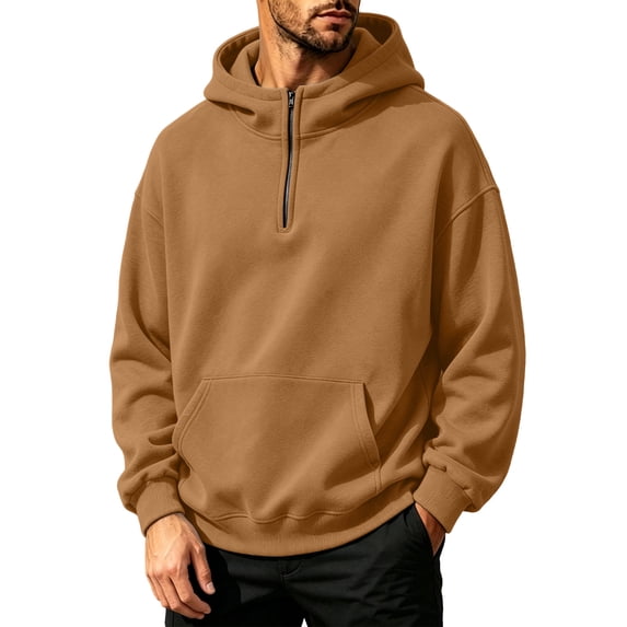 cocolona Mens Half Zip Hoodies Fall Winter Hooded Sweatshirt Fashion Casual Long Sleeve Pullover Tops with Pockets