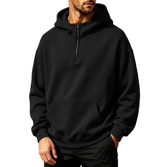 cocolona Mens Half Zip Hoodies Fall Winter Hooded Sweatshirt Fashion Casual Long Sleeve Pullover Tops with Pockets