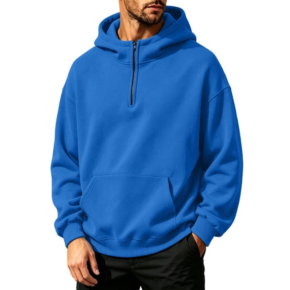 cocolona Mens Half Zip Hoodies Fall Winter Hooded Sweatshirt Fashion Casual Long Sleeve Pullover Tops with Pockets