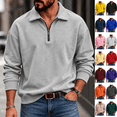 thumbnail image 1 of cocolona Mens Half Zip Sweatshirt Turndown Collar Long Sleeve Shirts Fall Winter Trendy Casual Loose Pullover Tops, 1 of 5