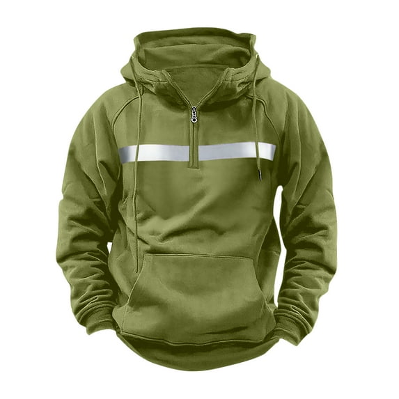 cocolona Mens Half-Zipper Hoodies Fall Casual Long Sleeve Hooded Sweatshirts Outdoor Sports Pullover Hoodie Green S