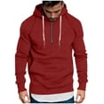 thumbnail image 1 of cocolona Mens Half-Zipper Hoodies Long Sleeve Drawstring Hooded Sweatshirts Fashion Solid Color Pullover Tops Red 3XL, 1 of 6