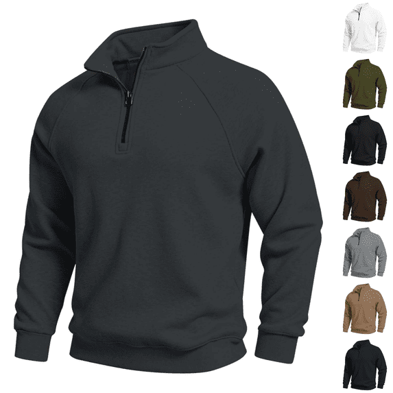cocolona Mens Half Zipper Pullover Sweatshirts Fall Winter Stand Up Collar Long Sleeve Shirts Solid Color Casual Tops