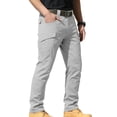 thumbnail image 1 of cocolona Mens High Waist Casual Cargo Pants Elastic Waist Straight Wide Leg Work Pants with Pockets, 1 of 5
