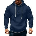 thumbnail image 1 of cocolona Mens Hoodies Button Collar Drawstring Hooded Sweatshirts Fall Winter Casual Long Sleeve Pullover Tops with Pockets, 1 of 5