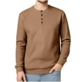thumbnail image 1 of cocolona Mens Long Sleeve Shirts Button Round Neck Knitted Tops Fall Casual Solid Color Sweatshirts Blouses, 1 of 5