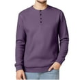 thumbnail image 1 of cocolona Mens Long Sleeve Shirts Button Round Neck Knitted Tops Fall Casual Solid Color Sweatshirts Blouses, 1 of 7