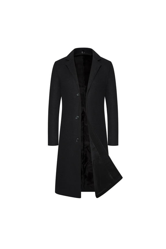 Mens Long Trench Coat Winter Lapel Long Sleeve Warm Overcoat Fashion Casual Slim Jacket Outwear