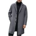 thumbnail image 1 of cocolona Mens Mid-Length Trench Coat Winter Lapel Long Sleeve Warm Overcoat Fashion Casual Slim Long Jacket Pea Coat, 1 of 6