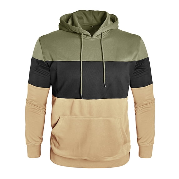 cocolona Mens Patchwork Hoodies Long Sleeve Drawstring Hooded Sweatshirts Fall Winter Casual Pullover Tops with Pockets