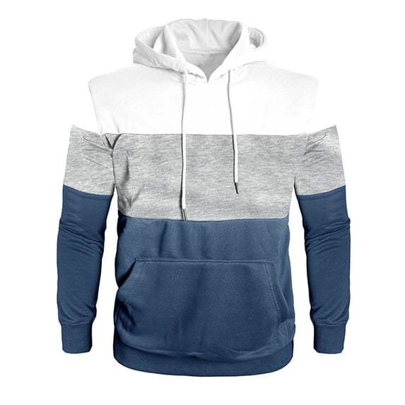 cocolona Mens Patchwork Hoodies Long Sleeve Drawstring Hooded Sweatshirts Fall Winter Casual Pullover Tops with Pockets