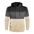 thumbnail image 1 of cocolona Mens Patchwork Hoodies Long Sleeve Drawstring Hooded Sweatshirts Fall Winter Casual Pullover Tops with Pockets, 1 of 6