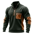 thumbnail image 1 of cocolona Mens Patchwork Sweatshirts Half Zip Stand Collar Pullover Tops Fall Winter Fashion Long Sleeve Shirts with Pockets, 1 of 4
