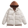 thumbnail image 1 of cocolona Mens Puffer Jacket Long Sleeve Zip Up Drawstring Hooded Down Jacket Winter Thickened Warm Coat with Pocket, 1 of 5