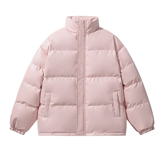 cocolona Mens Puffer Jacket Long Sleeve Zip Up Stand Collar Down Jacket Winter Thick Warm Coat with Pockets