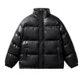 thumbnail image 1 of cocolona Mens Puffer Jacket Long Sleeve Zip Up Stand Collar Down Jacket Winter Thick Warm Coat with Pockets, 1 of 9