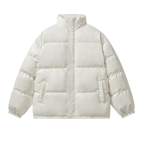 cocolona Mens Puffer Jacket Long Sleeve Zip Up Stand Collar Down Jacket Winter Thick Warm Coat with Pockets