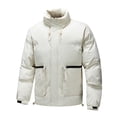 thumbnail image 1 of cocolona Mens Puffer Jacket Long Sleeve Zipper Stand Collar Down Jacket Winter Solid Color Thickened Warm Coat with Zipper Pockets, 1 of 3