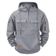 thumbnail image 1 of cocolona Mens Quarter Zip Hoodies Multi Pocket Drawstring Hooded Sweatshirts Cargo Solid Color Long Sleeve Pullover Tops, 1 of 2