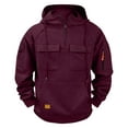thumbnail image 1 of cocolona Mens Quarter Zip Hoodies Multi Pocket Drawstring Hooded Sweatshirts Cargo Solid Color Long Sleeve Pullover Tops, 1 of 2