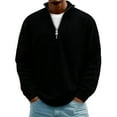 thumbnail image 1 of cocolona Mens Quarter Zip Pullover Fashion Casual Loose Long Sleeve Shirts Ribbed Textured Stand Collar Tops Fall Sweatshirt, 1 of 3