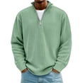 thumbnail image 1 of cocolona Mens Quarter Zip Pullover Fashion Casual Loose Long Sleeve Shirts Ribbed Textured Stand Collar Tops Fall Sweatshirt, 1 of 2