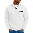 thumbnail image 1 of cocolona Mens Quarter Zip Pullover Shirts Casual Long Sleeve Stand Collar Sweatshirts Fashion Solid Color Loose Textured Tops, 1 of 6