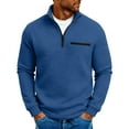 thumbnail image 1 of cocolona Mens Quarter Zip Pullover Shirts Casual Long Sleeve Stand Collar Sweatshirts Fashion Solid Color Loose Textured Tops, 1 of 6