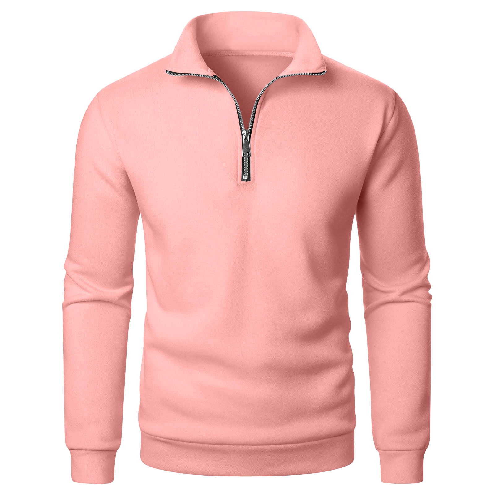 Mens Quarter Zip Pullover Sweatshirts Fall Winter Long Sleeve Stand Collar Shirts Fashion Casual Solid Color Tops