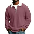 thumbnail image 1 of cocolona Mens Quarter Zip Pullover Tops Long Sleeve Turndown Collar Color Block Shirts Fall Fashion Casual Loose Textured Sweatshirt, 1 of 7