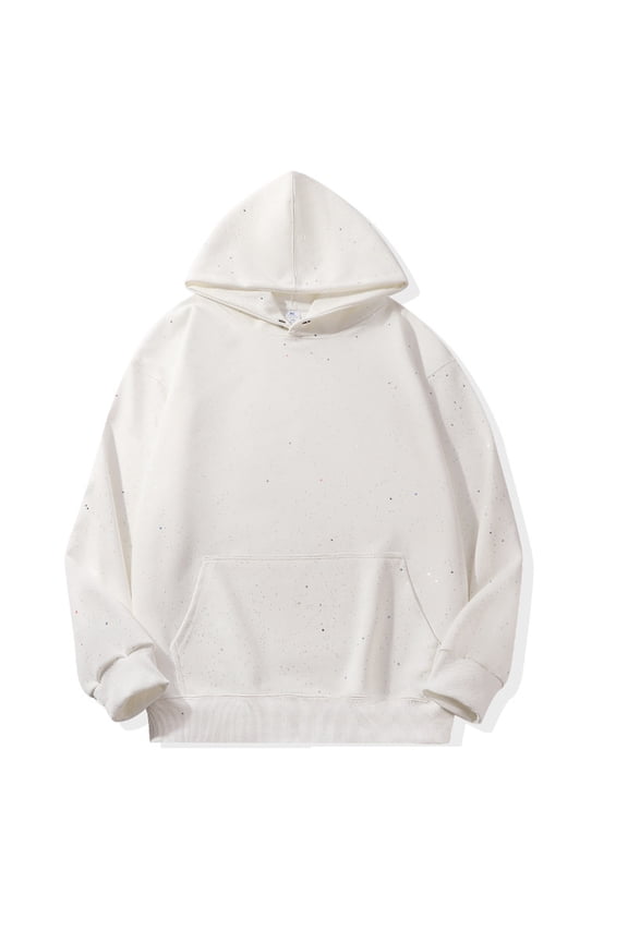 Mens Sequin Pullover Hoodies Long Sleeve Oversized Hooded Sweatshirts Fall Fashion Casual Solid Color Tops with Pockets