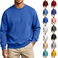 thumbnail image 1 of cocolona Mens Solid Color Fleece Sweatshirt Fall Winter Crew Neck Long Sleeve Shirts Fashion Casual Loose Pullover Tops, 1 of 7
