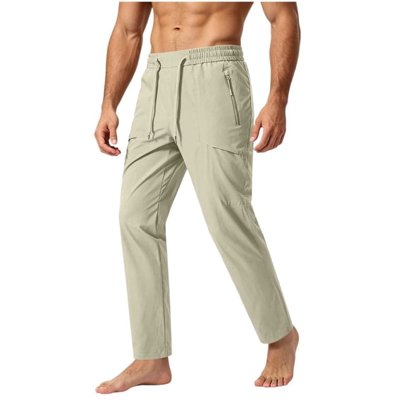 cocolona Mens Summer Casual Athletic Pants Elastic Waist Straight Wide Leg Workout Running Pants with Pockets