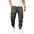 thumbnail image 1 of cocolona Mens Summer Casual Cargo Jogger Pants Solid Color Elastic Waist Drawstring Workout Gym Running Pants with Pockets, 1 of 5